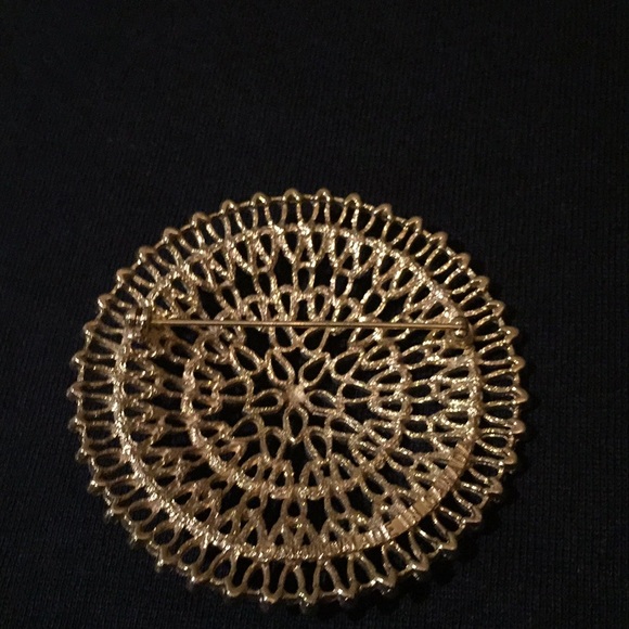 Sarah Coventry Designer Large Midcentury Sunburst Brooch Pin Gold Tone 2.5" - Picture 3 of 9